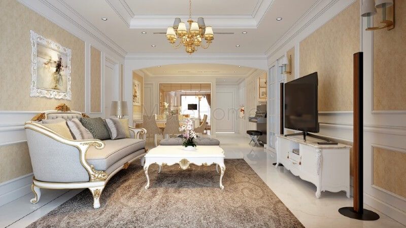 ng thường
Sử dụng chất liệu giấy dán tường họa tiết, hoa văn in chìm để làm cho không gian trở nên sống động hơn và tránh đi sự nhàm chán của thiết kế tường thông thường.